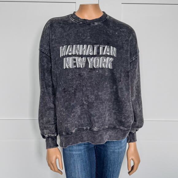 Wild Fable, Manhattan New York Embellished Oversized Crew Neck Sweatshirt, XXS - Picture 1 of 9